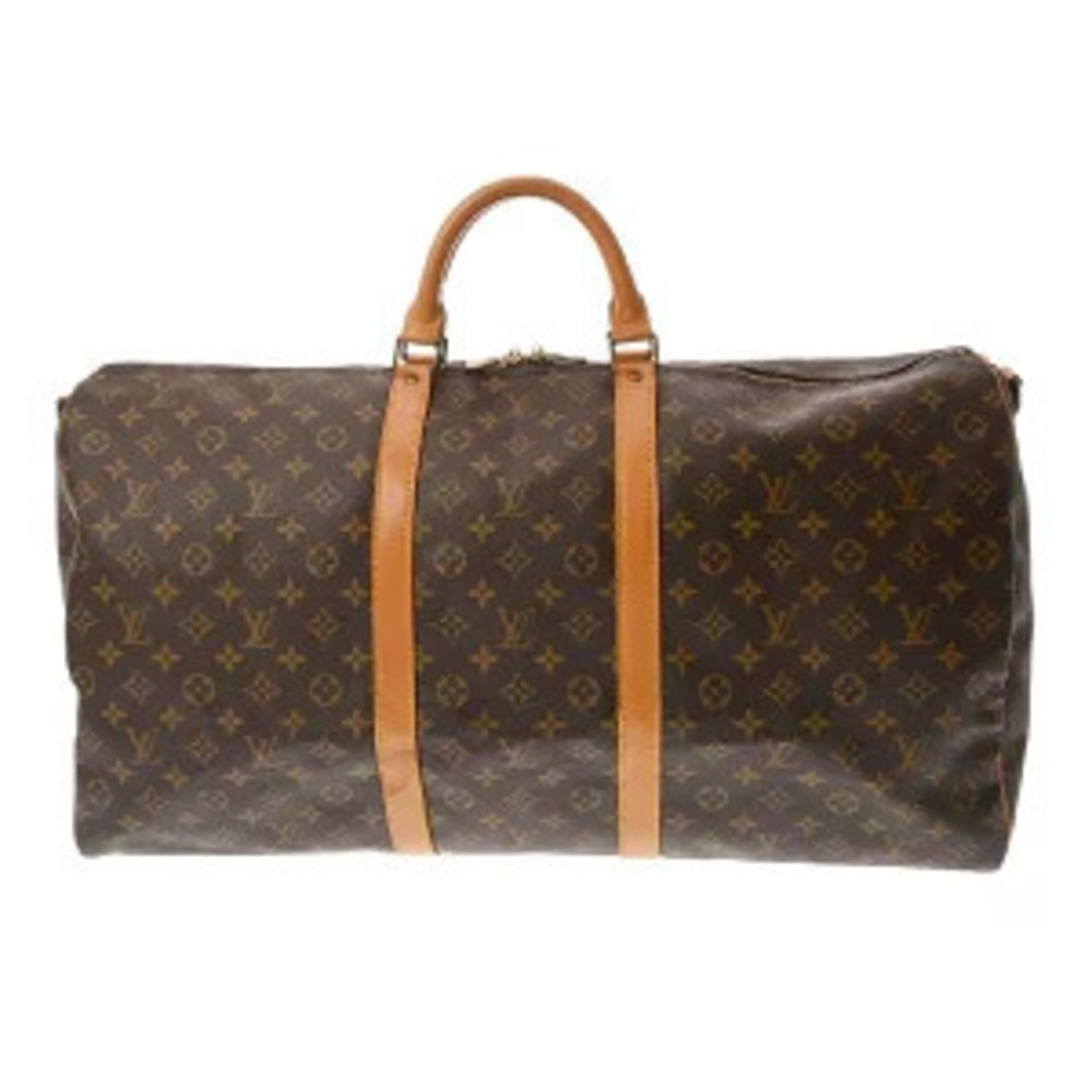 Louis Vuitton Monogram Keepall Bandouliere Canvas Travel Bag Brown